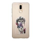 Manitoba Huawei Mate 10 Lite Uyumlu David Vaporwave Tasarımlı Baskılı Şeffaf Telefon Kılıfı, Çok Renkli