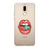 Manitoba Huawei Mate 10 Lite Uyumlu Dudak ve Elmas Tasarımlı Baskılı Şeffaf Telefon Kılıfı, Çok Renkli