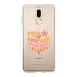 Manitoba Huawei Mate 10 Lite Uyumlu Fall In Love Tasarımlı Baskılı Şeffaf Telefon Kılıfı, Çok Renkli