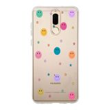 Manitoba Huawei Mate 10 Lite Uyumlu Gülen Yüz ve Yıldızlar Tasarımlı Baskılı Şeffaf Telefon Kılıfı