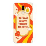 Manitoba Huawei Mate 10 Lite Uyumlu Happy And Coffee Tasarımlı Baskılı Şeffaf Telefon Kılıfı, Çok Renkli