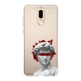 Manitoba Huawei Mate 10 Lite Uyumlu Heykel Tasarımlı Baskılı Şeffaf Telefon Kılıfı, Çok Renkli