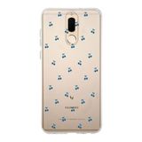 Manitoba Huawei Mate 10 Lite Uyumlu Mavi Kirazlar Tasarımlı Baskılı Şeffaf Telefon Kılıfı
