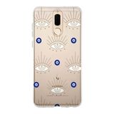 Manitoba Huawei Mate 10 Lite Uyumlu Nazar Boncuğu Tasarımlı Baskılı Şeffaf Telefon Kılıfı