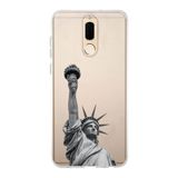 Manitoba Huawei Mate 10 Lite Uyumlu Özgürlük Heykeli Tasarımlı Baskılı Şeffaf Telefon Kılıfı