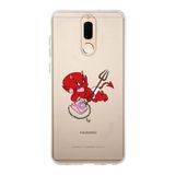 Manitoba Huawei Mate 10 Lite Uyumlu Sevimli Minik Şeytan Tasarımlı Baskılı Şeffaf Telefon Kılıfı, Çok Renkli