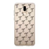 Manitoba Huawei Mate 10 Lite Uyumlu Siyah Fiyonk Tasarımlı Baskılı Şeffaf Telefon Kılıfı