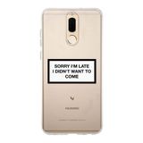 Manitoba Huawei Mate 10 Lite Uyumlu Sorry I'm Late Tasarımlı Baskılı Şeffaf Telefon Kılıfı