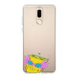 Manitoba Huawei Mate 10 Lite Uyumlu SpongeBob Tasarımlı Baskılı Şeffaf Silikon Telefon Kılıfı, Çok Renkli