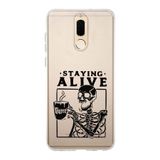 Manitoba Huawei Mate 10 Lite Uyumlu Staying Alive Tasarımlı Baskılı Şeffaf Telefon Kılıfı