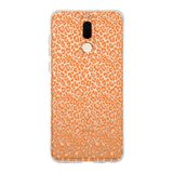 Manitoba Huawei Mate 10 Lite Uyumlu Turuncu Leopar Tasarımlı Baskılı Şeffaf Telefon Kılıfı