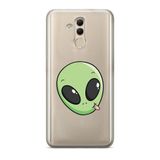 Manitoba Huawei Mate 20 Lite Uyumlu Baskılı Yumuşak Silikon Şeffaf Telefon Kılıfı, Yeşil Alien Desen