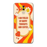 Manitoba Huawei Mate 20 Lite Uyumlu Happy And Coffee Tasarımlı Baskılı Şeffaf Telefon Kılıfı, Çok Renkli