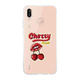 Manitoba Huawei P20 Lite ile Uyumlu Baskılı Yumuşak Silikon Şeffaf Telefon Kılıfı, Cherry Bomb Desen