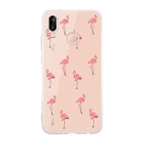 Manitoba Huawei P20 Lite ile Uyumlu Baskılı Yumuşak Silikon Şeffaf Telefon Kılıfı, Flamingo Deseni