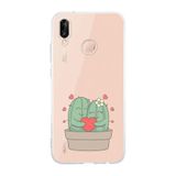 Manitoba Huawei P20 Lite ile Uyumlu Baskılı Yumuşak Silikon Şeffaf Telefon Kılıfı, Kaktüs Desen