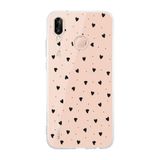 Manitoba Huawei P20 Lite ile Uyumlu Baskılı Yumuşak Silikon Şeffaf Telefon Kılıfı, Kalp Deseni