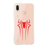 Manitoba Huawei P20 Lite ile Uyumlu Baskılı Yumuşak Silikon Şeffaf Telefon Kılıfı, Kırmızı Örümcek Deseni