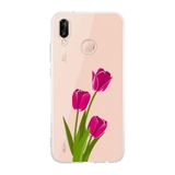 Manitoba Huawei P20 Lite ile Uyumlu Baskılı Yumuşak Silikon Şeffaf Telefon Kılıfı, Lale Deseni