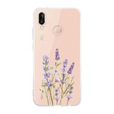 Manitoba Huawei P20 Lite ile Uyumlu Baskılı Yumuşak Silikon Şeffaf Telefon Kılıfı, Lavanta Çiçeği Deseni