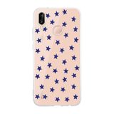 Manitoba Huawei P20 Lite ile Uyumlu Baskılı Yumuşak Silikon Şeffaf Telefon Kılıfı, Mavi Yıldız Desen