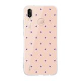 Manitoba Huawei P20 Lite ile Uyumlu Baskılı Yumuşak Silikon Şeffaf Telefon Kılıfı, Mor Kalp Deseni