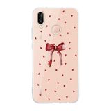 Manitoba Huawei P20 Lite ile Uyumlu Baskılı Yumuşak Silikon Şeffaf Telefon Kılıfı, Pembe, Kalp Desenli