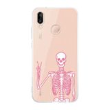 Manitoba Huawei P20 Lite ile Uyumlu Baskılı Yumuşak Silikon Şeffaf Telefon Kılıfı, Pembe