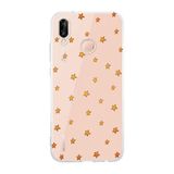 Manitoba Huawei P20 Lite ile Uyumlu Baskılı Yumuşak Silikon Şeffaf Telefon Kılıfı, Yıldız Desen, Pembe