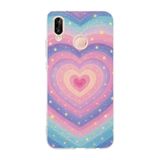 Manitoba Huawei P20 Lite ile Uyumlu Baskılı Yumuşak Silikon Telefon Kılıfı, Gökkuşağı Kalp Desen