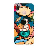 Manitoba Huawei P20 Lite ile Uyumlu Baskılı Yumuşak Silikon Telefon Kılıfı, Şeffaf, Astronot Deseni