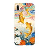 Manitoba Huawei P20 Lite ile Uyumlu Baskılı Yumuşak Silikon Telefon Kılıfı, Şeffaf, Balık Desenli