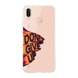 Manitoba Huawei P20 Lite ile Uyumlu Dont Give Up Tasarımlı Şeffaf Telefon Kılıfı, Silikon, Çok Renkli