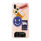 Manitoba Huawei P20 Lite ile Uyumlu Express Ticket Tasarımlı Şeffaf Telefon Kılıfı, Çok Renkli