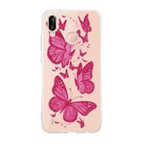 Manitoba Huawei P20 Lite ile Uyumlu Pembe Kelebekler Tasarımlı Baskılı Şeffaf Telefon Kılıfı