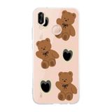 Manitoba Huawei P20 Lite ile Uyumlu Sevimli Ayıcık Tasarımlı Şeffaf Telefon Kılıfı, Silikon, Çok Renkli