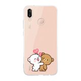 Manitoba Huawei P20 Lite ile Uyumlu Sevimli Ayıcıklar Tasarımlı Baskılı Şeffaf Silikon Telefon Kılıfı