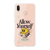 Manitoba Huawei P20 Lite ile Uyumlu To Be Happy Tasarımlı Şeffaf Telefon Kılıfı, Silikon, Çok Renkli