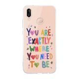 Manitoba Huawei P20 Lite ile Uyumlu You Are Exactly Tasarımlı Şeffaf Telefon Kılıfı, Çok Renkli