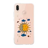 Manitoba Huawei P20 Lite Uyumlu Ay Güneş ve Gezegen Tasarımlı Baskılı Şeffaf Telefon Kılıfı