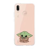 Manitoba Huawei P20 Lite Uyumlu Baby Yoda Tasarımlı Şeffaf Telefon Kılıfı, Silikon, Çok Renkli