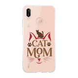 Manitoba Huawei P20 Lite Uyumlu Cat Mom Tasarımlı Şeffaf Telefon Kılıfı, Çok Renkli