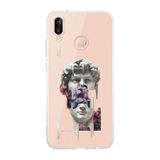 Manitoba Huawei P20 Lite Uyumlu David Vaporwave Tasarımlı Şeffaf Telefon Kılıfı, Çok Renkli