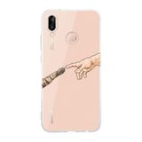 Manitoba Huawei P20 Lite Uyumlu El ve Pati Tasarımlı Şeffaf Telefon Kılıfı, Çok Renkli