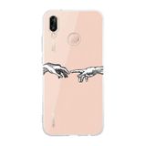 Manitoba Huawei P20 Lite Uyumlu Eller Tasarımlı Şeffaf Telefon Kılıfı, Çok Renkli