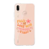 Manitoba Huawei P20 Lite Uyumlu Fall In Love Tasarımlı Şeffaf Telefon Kılıfı, Silikon, Çok Renkli