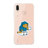 Manitoba Huawei P20 Lite Uyumlu Garfield Tasarımlı Şeffaf Telefon Kılıfı, Silikon, Çok Renkli