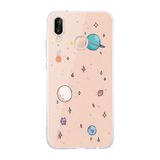 Manitoba Huawei P20 Lite Uyumlu Gezegenler Tasarımlı Şeffaf Telefon Kılıfı, Silikon, Çok Renkli