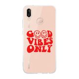 Manitoba Huawei P20 Lite Uyumlu Good Vibes Only Tasarımlı Şeffaf Telefon Kılıfı