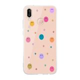 Manitoba Huawei P20 Lite Uyumlu Gülen Yüz ve Yıldızlar Tasarımlı Baskılı Şeffaf Telefon Kılıfı